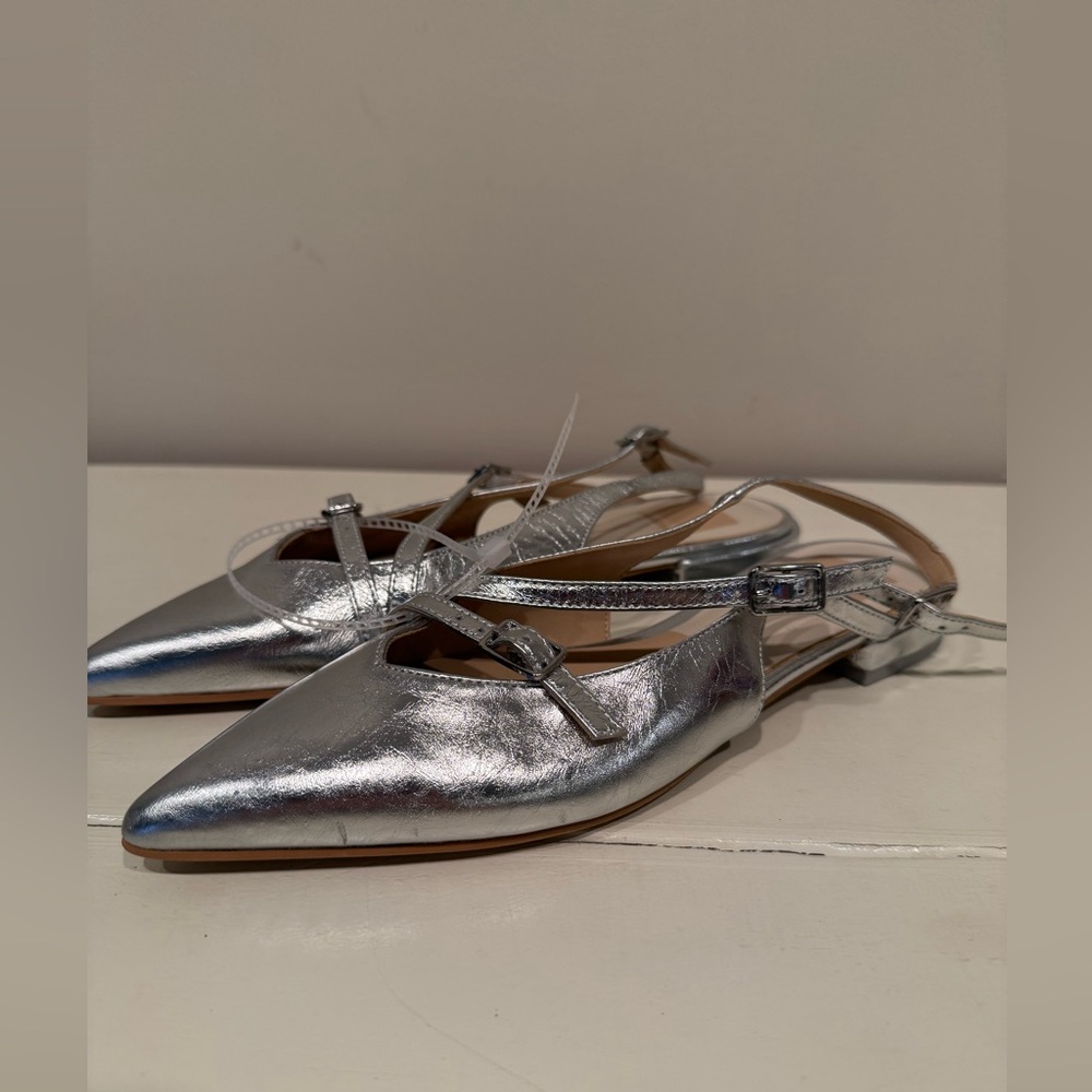Dolce Vita Pamla Silver Metallic Slingback Flats - Picture 2 of 9